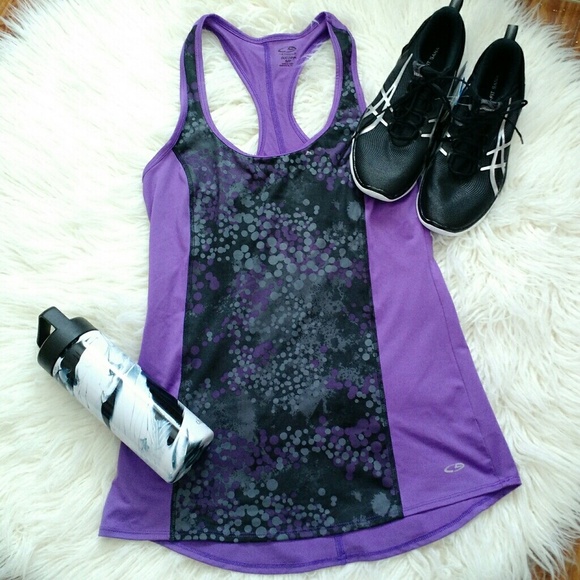 Champion Purple Black Racerback Workout Tank Top sz small - Picture 1 of 7